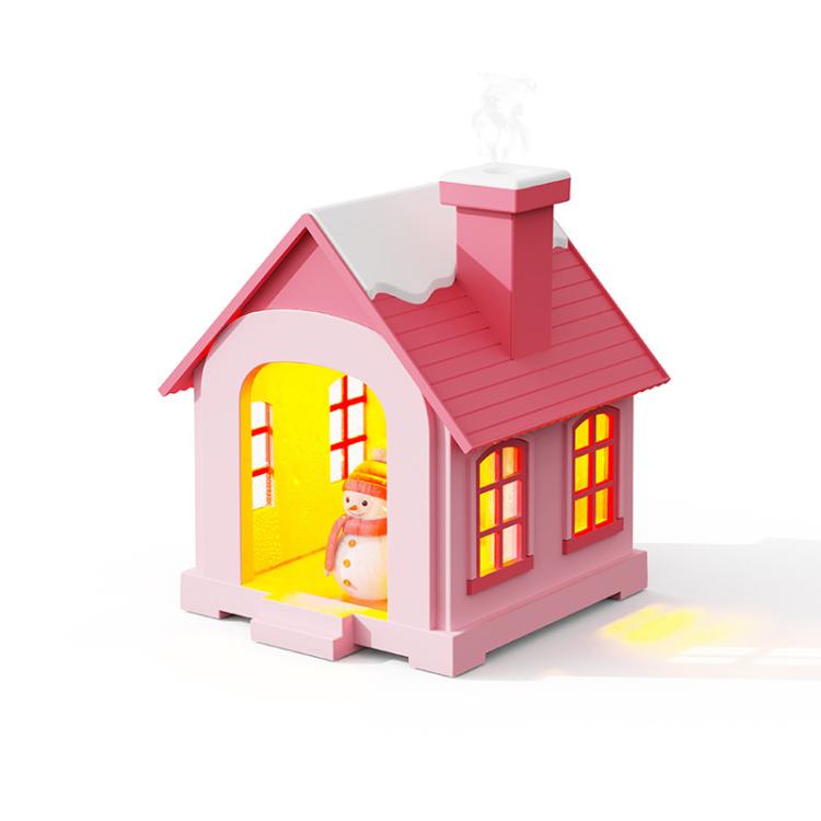 500ML Portable Mini Snow House Humidifier USB Desktop Snowman Colorful Ambient Light Air Humidifiers — Plug-in