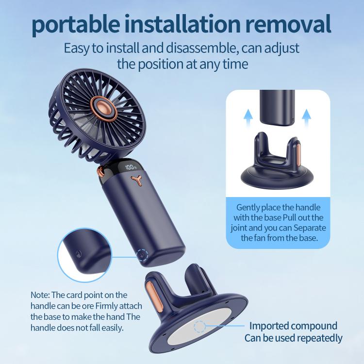 360-Degree Rotation Foldable Handheld Desk Fan Wall Mounted Rechargeable Portable Mini Fan — view 5