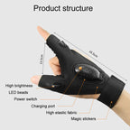 Night Riding Lighting Car Repair Fish Rechargeable LED Light Gloves