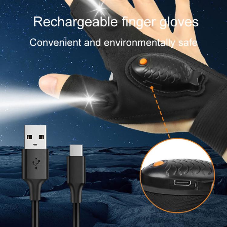 Night Riding Lighting Car Repair Fish Rechargeable LED Light Gloves