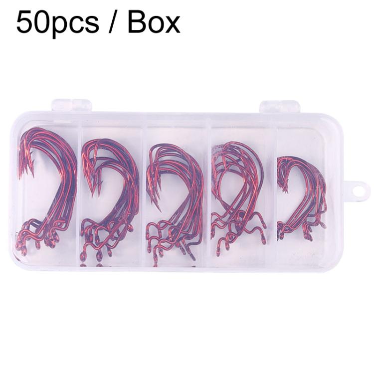 HENGJIA FH013 50pcs / Box Outdoor Fishing Cranked Stripers Hook Set — Black