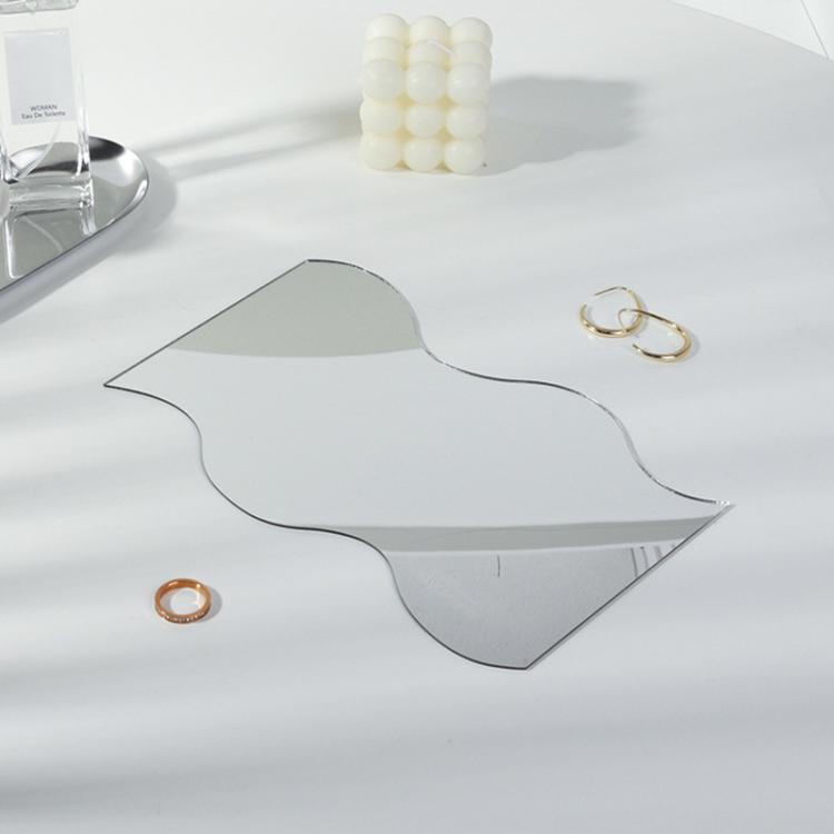 Acrylic Mirror Reflective Tray Display Jewelry Photo Props Photography Background Decoration — 27x12cm Crescent