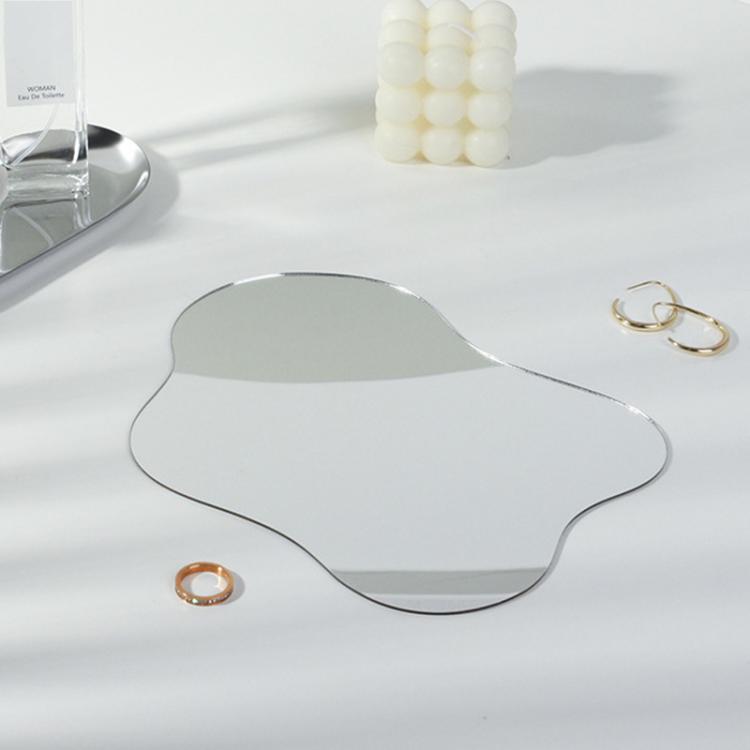 Acrylic Mirror Reflective Tray Display Jewelry Photo Props Photography Background Decoration — 24x14cm Corrugated