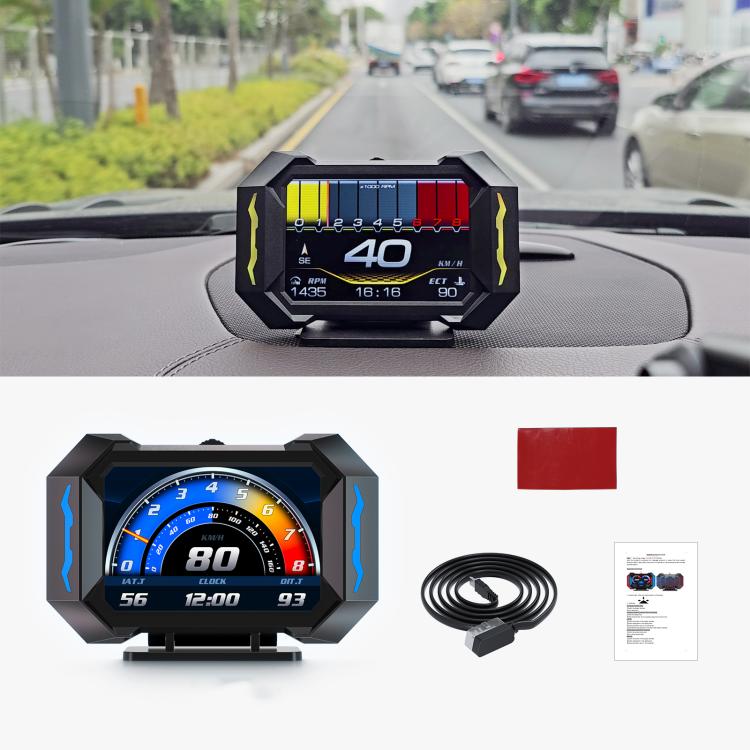 P25 Car HUD Head-up Display OBD+GPS LCD Multifunctional Instrument