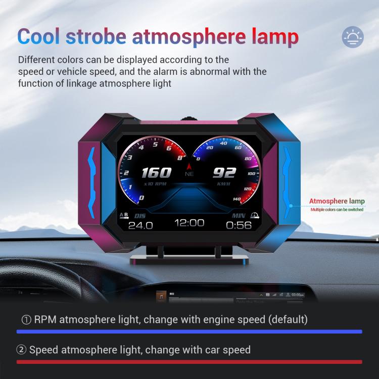 P25 Car HUD Head-up Display OBD+GPS LCD Multifunctional Instrument