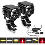 40W Motorcycle Wired Switch Integrated Waterproof Demon Eye Spotlight