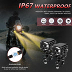 40W Motorcycle Wired Switch Integrated Waterproof Demon Eye Spotlight