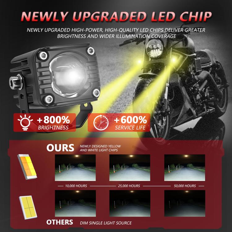 40W Motorcycle Wired Switch Integrated Waterproof Demon Eye Spotlight