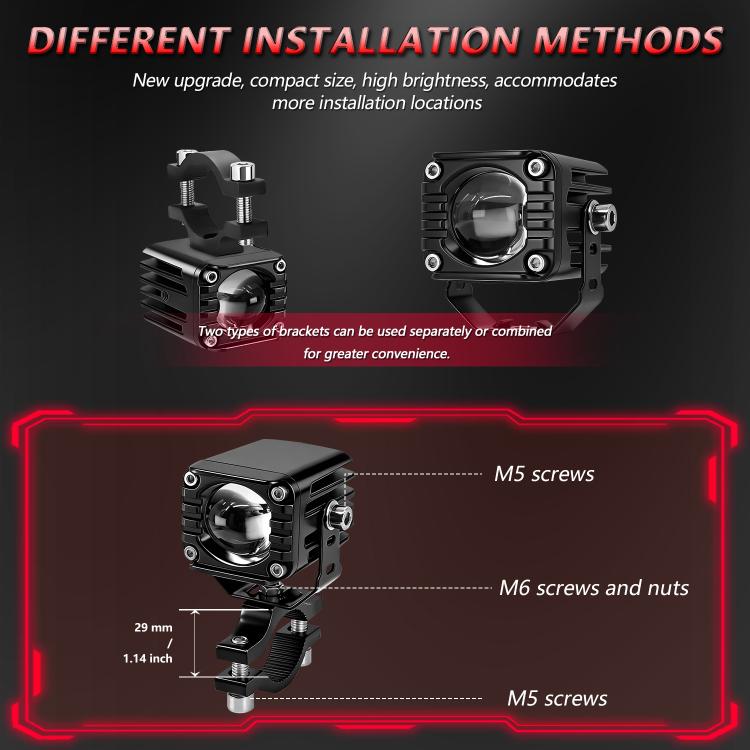 40W Motorcycle Wired Switch Integrated Waterproof Demon Eye Spotlight