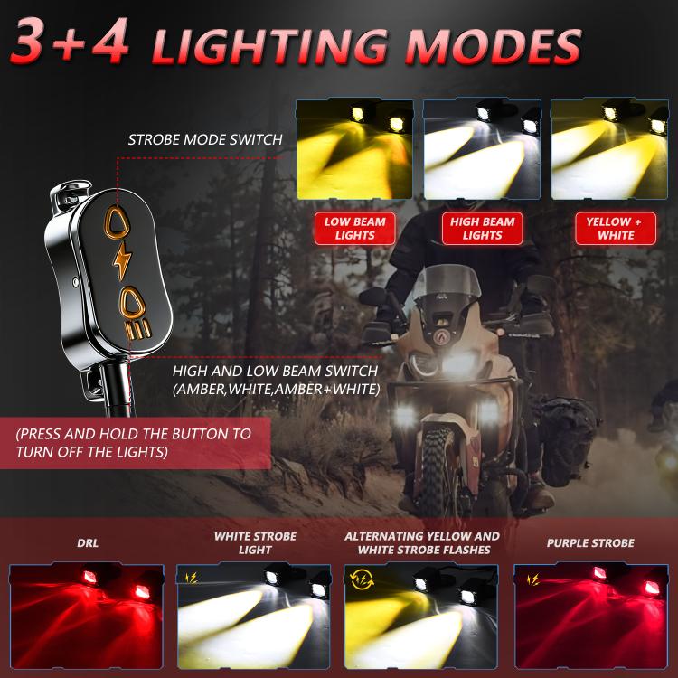 40W Motorcycle Wired Switch Integrated Waterproof Demon Eye Spotlight