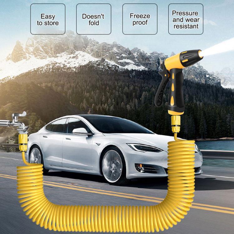 High-pressure Car Wash Sprinkler Household Spray Nozzle Rinse Watering Car Cleaning Tools — With Connectors+30m Spring Tube+Foam Jug