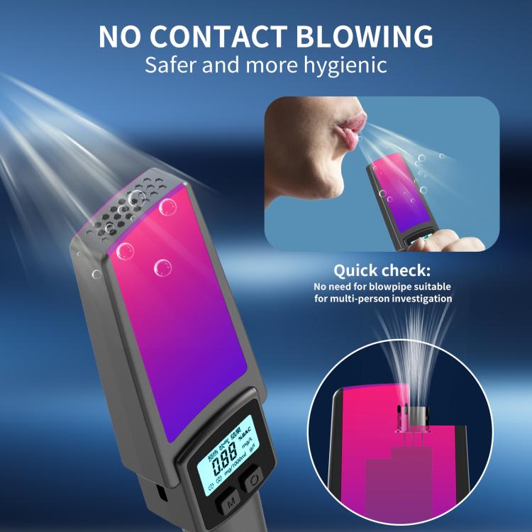 HD Digital Display Blow-type Alcohol Tester with Flashing Emergency Light