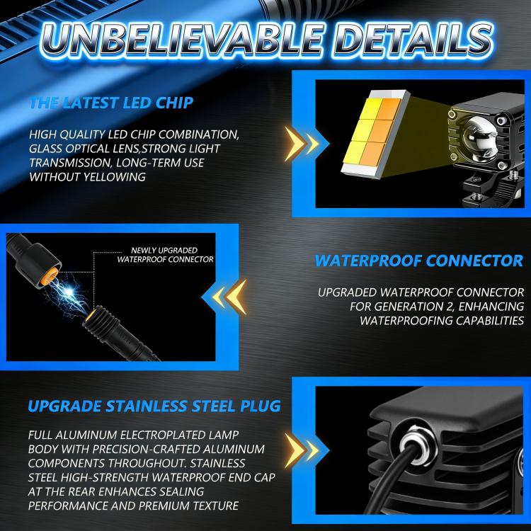 40W Motorcycle Wired Switch Integrated Waterproof Demon Eye Spotlight