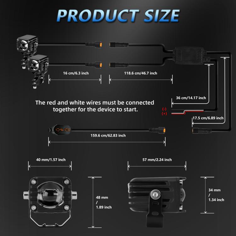40W Motorcycle Wired Switch Integrated Waterproof Demon Eye Spotlight