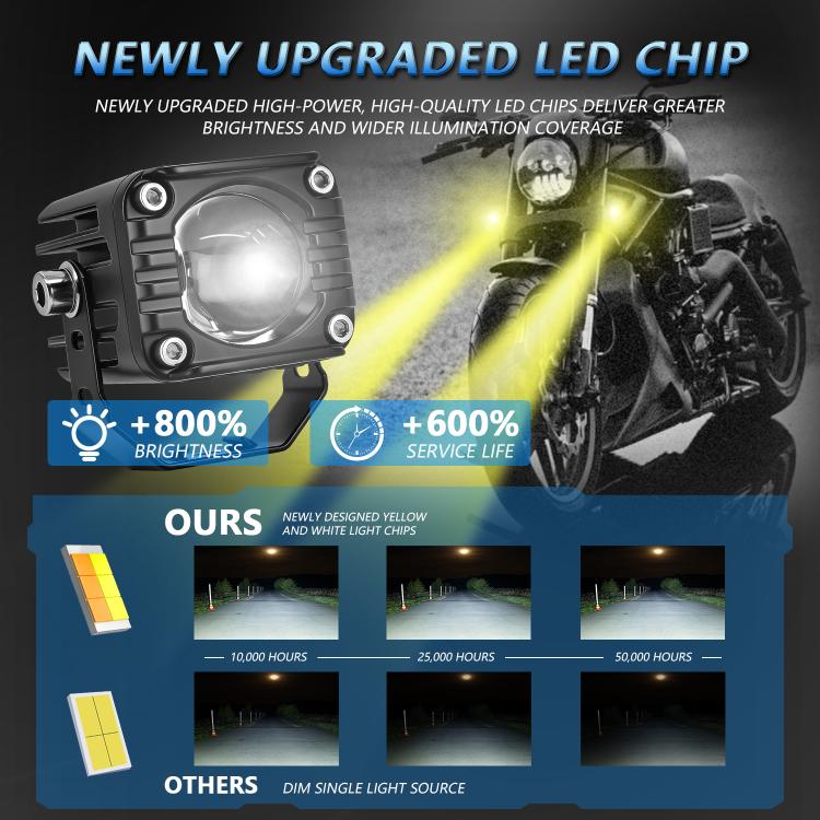 40W Motorcycle Wired Switch Integrated Waterproof Demon Eye Spotlight