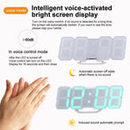 RGB Color Changing 3D Digital Clock With Voice Control, Adjustable Brightness, Temperature Display & Remote — view 11