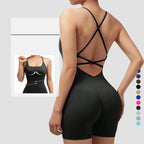Seamless Sexy Criss Cross Backless Cami Yoga Bodysuit Fitness One-Piece Workout Outfit