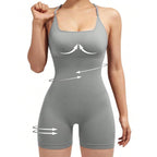 Seamless Sexy Criss Cross Backless Cami Yoga Bodysuit Fitness One-Piece Workout Outfit
