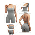 Seamless Sexy Criss Cross Backless Cami Yoga Bodysuit Fitness One-Piece Workout Outfit