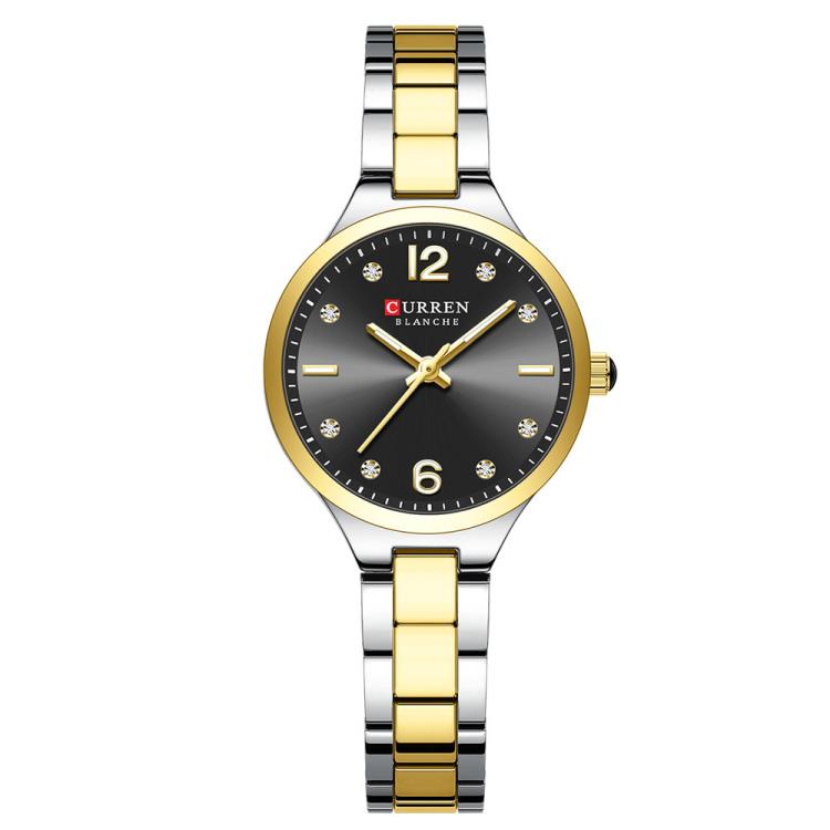 Curren Casual Steel Strap Women Watch — Gold White