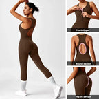 Women Backless Long Yoga Bodysuit with Front Zipper - Waist Cinching & Hip Lifting for Running, Fitness, Workout