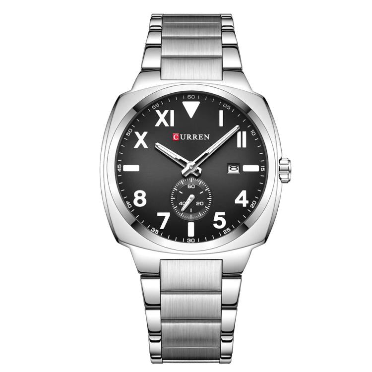 Curren Men Steel Band Calendar Business Quartz Watch — Gold Ring Green