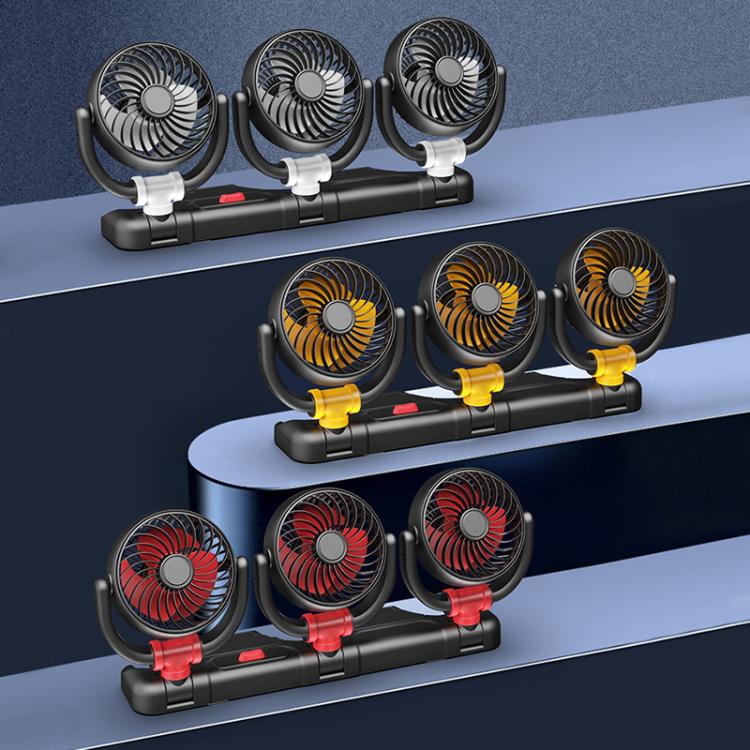 F4505 Car Triple-Head Rotatable Fan Auto 3-Way Folding Fan