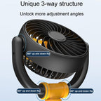 F4505 Car Triple-Head Rotatable Fan Auto 3-Way Folding Fan