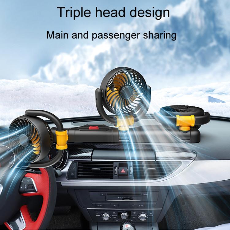 F4505 Car Triple-Head Rotatable Fan Auto 3-Way Folding Fan