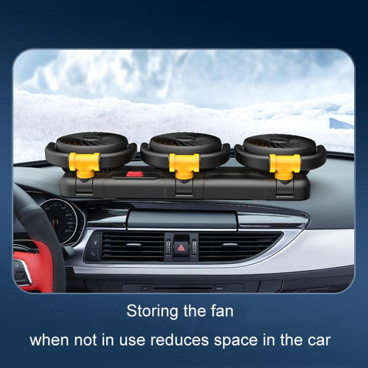 F4505 Car Triple-Head Rotatable Fan Auto 3-Way Folding Fan