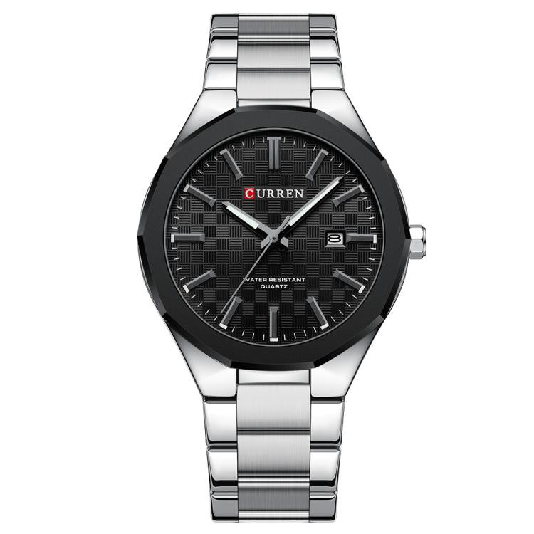 Curren Business Steel Band Calendar Men Quartz Watch — Gold Blue