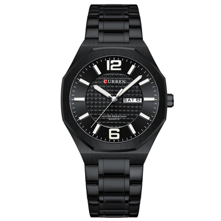 Curren Steel Band Calendar Men'S Business Quartz Watch — Gold White