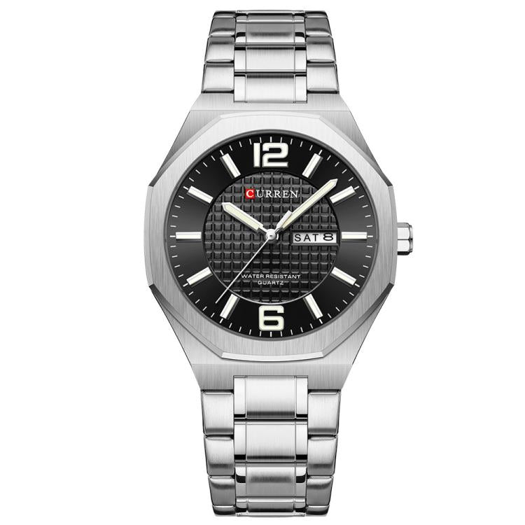 Curren Steel Band Calendar Men'S Business Quartz Watch — Black