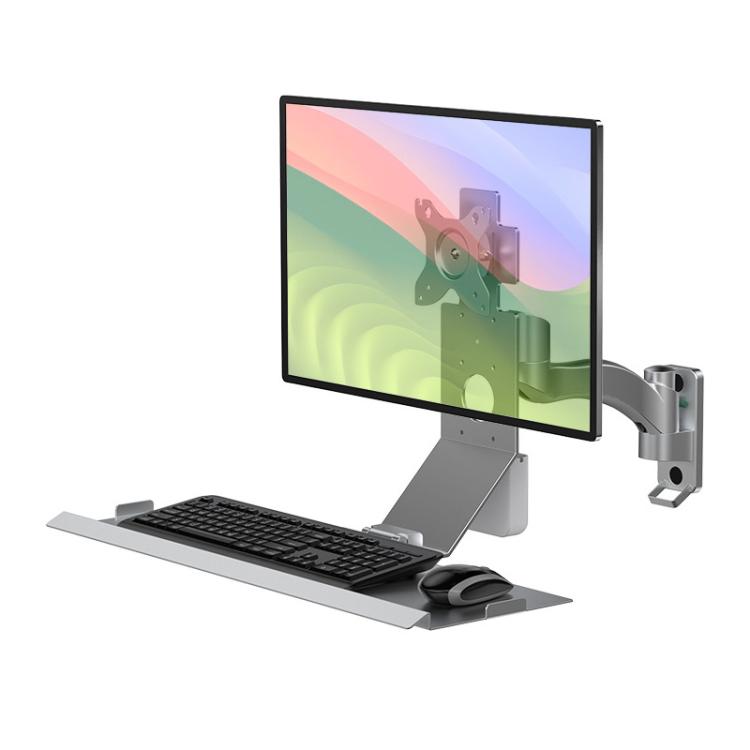 Monitor Bracket Industrial Equipment Cabinet Wall Mount All-In-One Stand Mouse Keyboard Bracket — WKS-1 21x60cm Tray Black