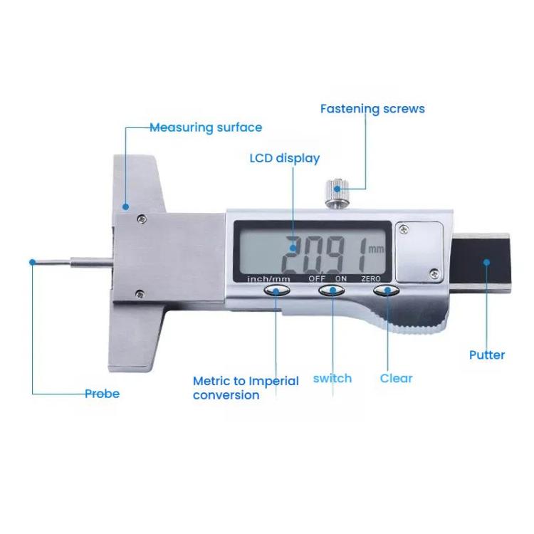 Syntek Electronic Digital Display Tire Tread Depth Caliper 0-25mm Measuring Tread Depth Gauge