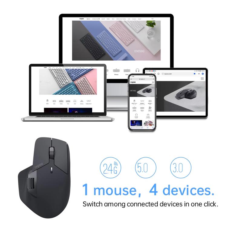 Rapoo Wireless Triple Mode Mice Ergonomic Desktop Laptop Business Office Mouse — view 10