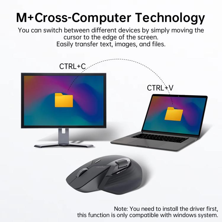 Rapoo Wireless Triple Mode Mice Ergonomic Desktop Laptop Business Office Mouse — view 11