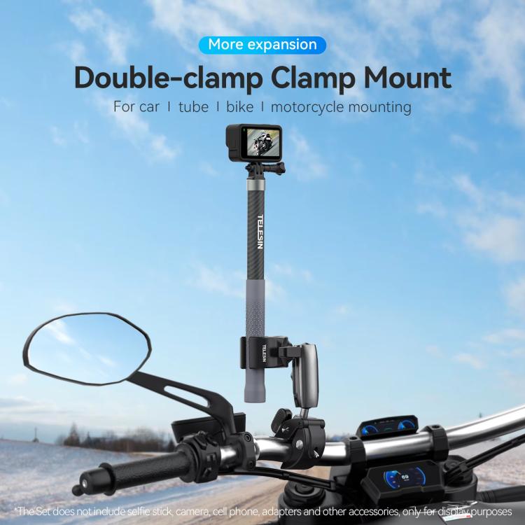 TELESIN Camera Double Clip Crab Clamp 360 Rotating Motorcycle Bicycle Handlebar Mount — Double Clip