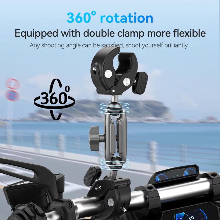 TELESIN Camera Double Clip Crab Clamp 360 Rotating Motorcycle Bicycle Handlebar Mount — view 5