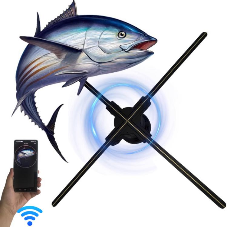 60cm 3D Holographic Fan with 1600x720 Resolution & 720 LEDs WiFi/APP DIY Content Control — UK Plug