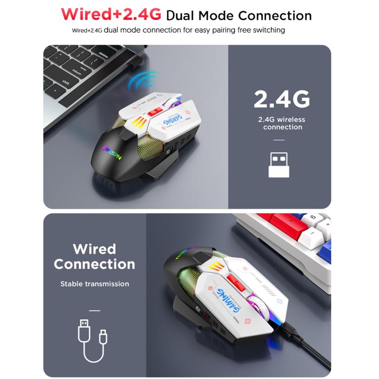MKESPN Wired + 2.4G Dual Mode Gaming Mouse 10000 DPI Type-C Fast Charging RGB Light, Programmable Macros Mouse — view 6