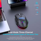 MKESPN W10 Tri-Mode Wireless Gaming Mouse 2400DPI with 9 Programmable Buttons, RGB Lighting, Type-C Rechargeable — view 4