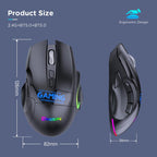 MKESPN W10 Tri-Mode Wireless Gaming Mouse 2400DPI with 9 Programmable Buttons, RGB Lighting, Type-C Rechargeable — view 10