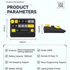 15-Key Wireless Tri-Mode Mechanical Gaming Keyboard Hot-Swappable, RGB Backlit, Macro Programmable
