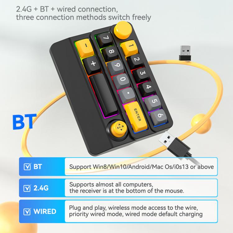15-Key Wireless Tri-Mode Mechanical Gaming Keyboard Hot-Swappable, RGB Backlit, Macro Programmable