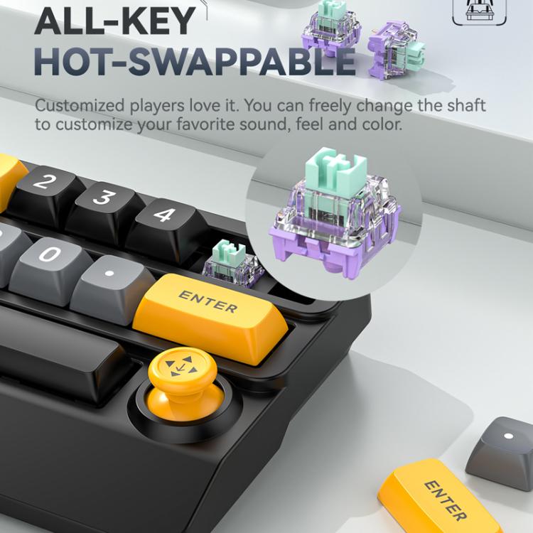15-Key Wireless Tri-Mode Mechanical Gaming Keyboard Hot-Swappable, RGB Backlit, Macro Programmable