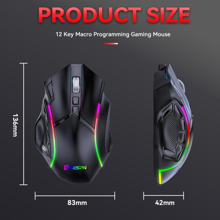 MKESPN W605 Triple-Mode 24000 DPI 12-key Wireless Gaming Mouse Macro Customization — view 10