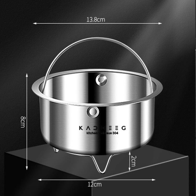 Kacheeg 304 Stainless Steel Steamer Basket for Rice Cooker/Pots with Handles & Stand — Perforated 13.8cm