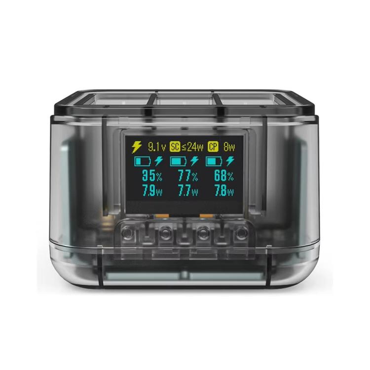 Triple Battery Charger Smart Charging Dock With OLED Display, For GoPro HERO13 Black