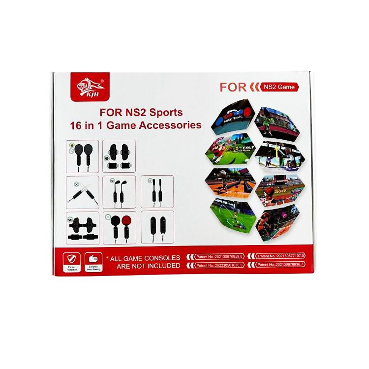 KJH 16-in-1 Motion Sports Kit for Nintendo Switch 2 Joy-Con Detachable Grips with Tennis Racket, Golf Club, Baseball Bat